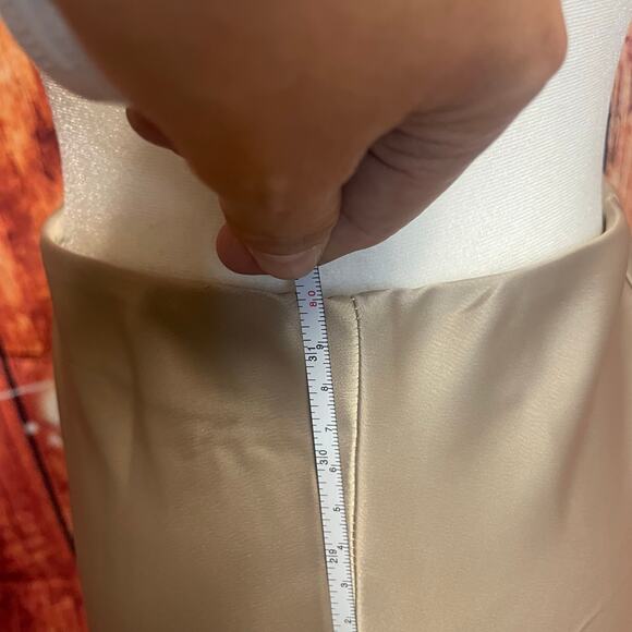 Rachel Zoe elastic waist beige gold maxi skirt women's size 12 poly/spandex - Picture 3 of 5
